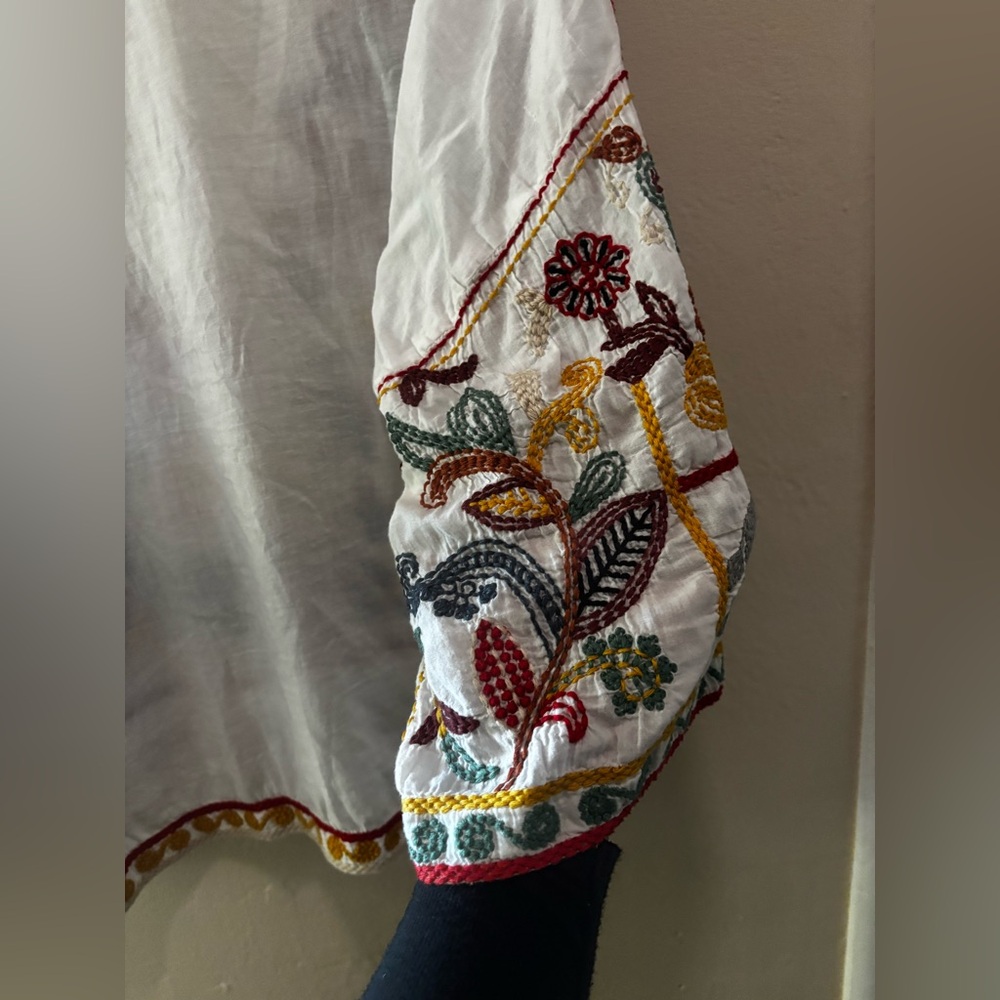 Zara Embroidered White Boho Top - Picture 9 of 10
